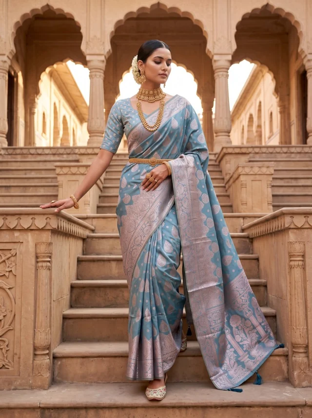 Blue saree look — Drapify Studio