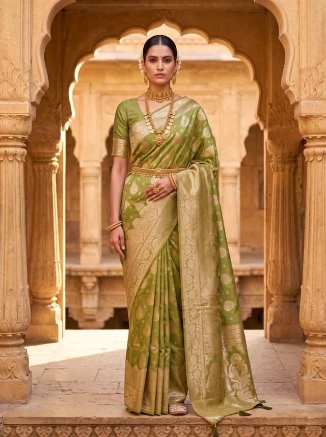 Green saree look — Drapify Studio